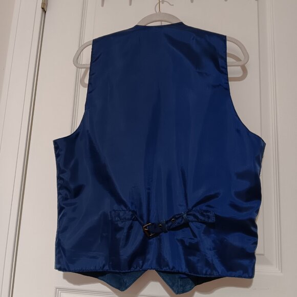 Men's "Personal Choice" Suede Vest with Snap closure / Blue / Size Large - Picture 2 of 14
